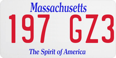 MA license plate 197GZ3