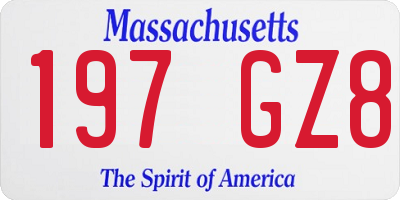 MA license plate 197GZ8