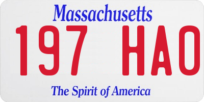 MA license plate 197HA0