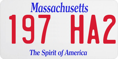 MA license plate 197HA2