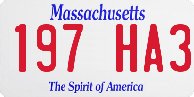 MA license plate 197HA3