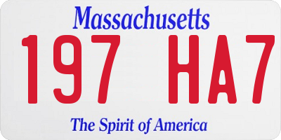 MA license plate 197HA7