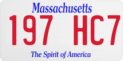 MA license plate 197HC7