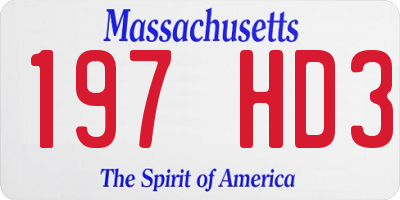 MA license plate 197HD3