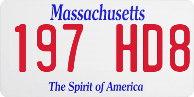 MA license plate 197HD8