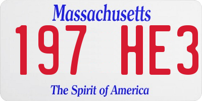 MA license plate 197HE3