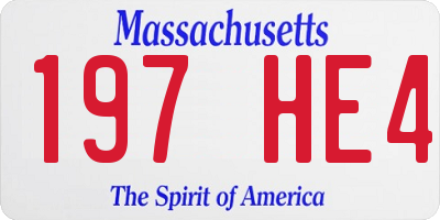 MA license plate 197HE4
