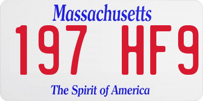 MA license plate 197HF9