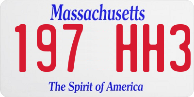 MA license plate 197HH3