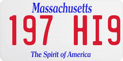 MA license plate 197HI9