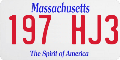 MA license plate 197HJ3