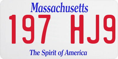 MA license plate 197HJ9
