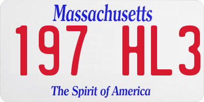 MA license plate 197HL3