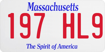 MA license plate 197HL9