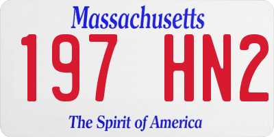 MA license plate 197HN2