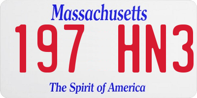 MA license plate 197HN3