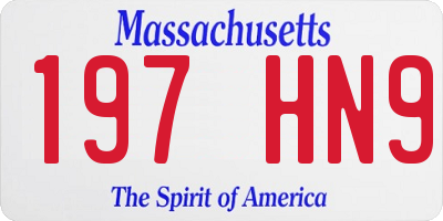 MA license plate 197HN9