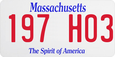 MA license plate 197HO3