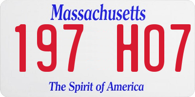 MA license plate 197HO7
