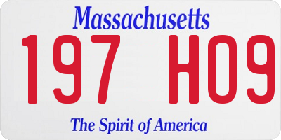 MA license plate 197HO9