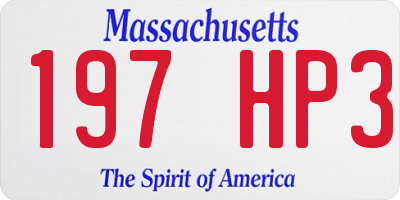 MA license plate 197HP3