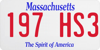 MA license plate 197HS3