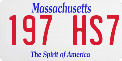 MA license plate 197HS7