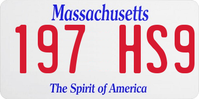 MA license plate 197HS9