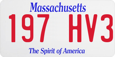 MA license plate 197HV3