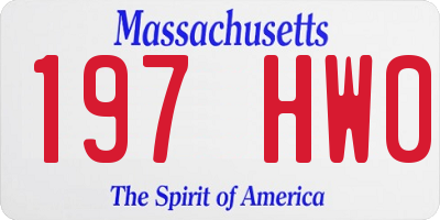 MA license plate 197HW0