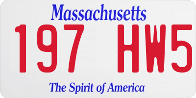MA license plate 197HW5