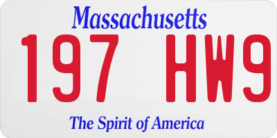 MA license plate 197HW9