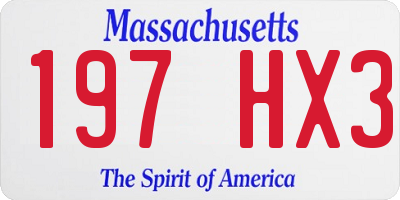 MA license plate 197HX3