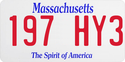 MA license plate 197HY3