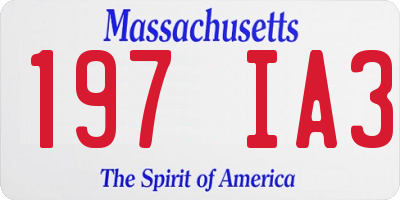 MA license plate 197IA3