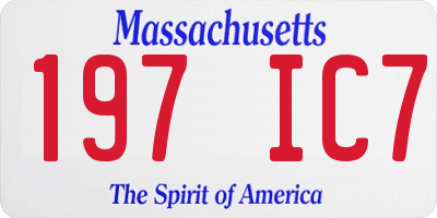 MA license plate 197IC7