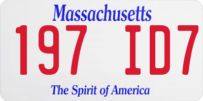 MA license plate 197ID7
