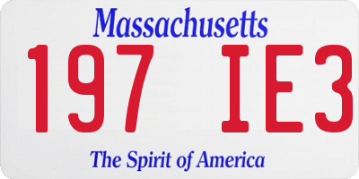 MA license plate 197IE3