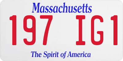MA license plate 197IG1