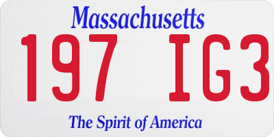 MA license plate 197IG3