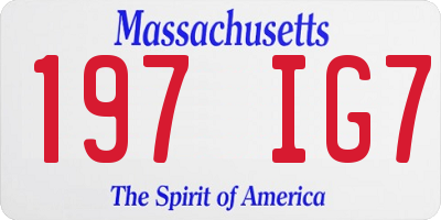 MA license plate 197IG7