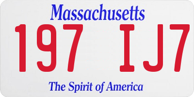 MA license plate 197IJ7