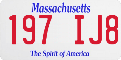 MA license plate 197IJ8