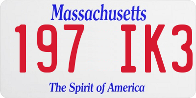 MA license plate 197IK3
