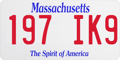 MA license plate 197IK9