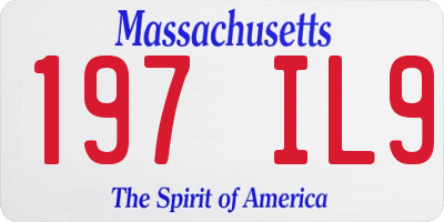 MA license plate 197IL9