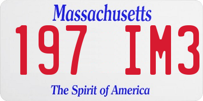 MA license plate 197IM3
