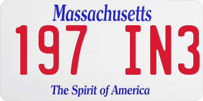 MA license plate 197IN3
