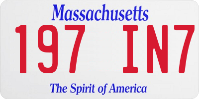 MA license plate 197IN7