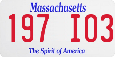 MA license plate 197IO3